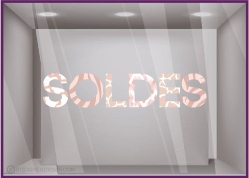 Sticker Soldes Panthère Décoration vitrine boutique mode sauvage vitrophanie lettre adhésive