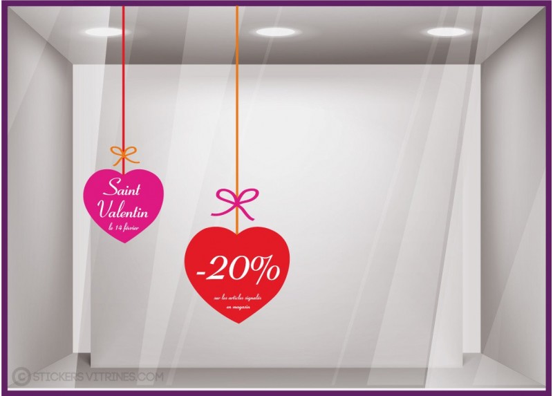 Kit de Stickers Promo Saint Valentin amour fete amoureux vitrophanie promotions adhesif vitrine boutique devanture