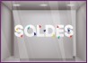 Sticker Soldes Pompoms Décoration été vitrine boutique mode  vitrophanie calicot