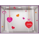 Kit de Stickers Promo Saint Valentin amour fete amoureux vitrophanie promotions adhesif vitrine boutique devanture