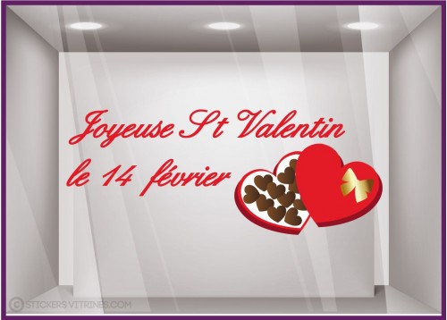 Sticker Chocolats Saint Valentin vitrine commerce enseigne chocolaterie boulangerie patisserie vitrophanie calicot vitre mode 