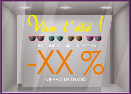 Sticker Promotion Vive l'été autocollant devanture magasin enseigne adhésif autocollant signalétique mode opticien