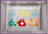 Sticker Les indispensables de l'été Pharmacie devanture magasin enseigne vitrophanie calicot lettrage adhésif vitrine vitre 