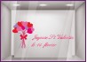 Sticker Bouquet Saint Valentin coeur vitrine boutique fleuriste mode commerce devanture vitrophanie adhesif autocollant vitre