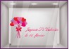 Sticker Bouquet Saint Valentin coeur vitrine boutique fleuriste mode commerce devanture vitrophanie adhesif autocollant vitre