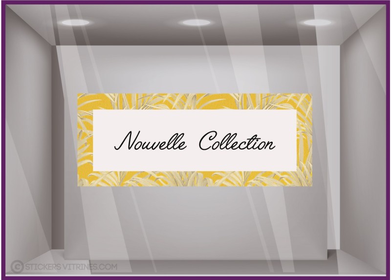 Sticker Bandeau Nouvelle collection feuilles exotique Vitrophanie Magasin boutique