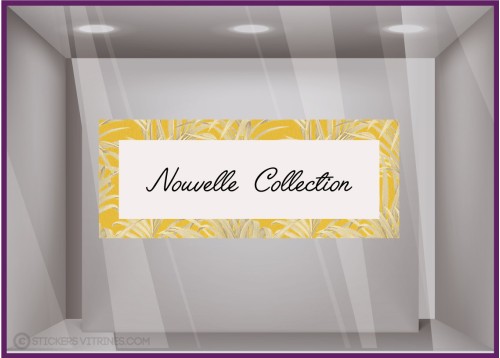 Sticker Bandeau Nouvelle collection feuilles exotique Vitrophanie Magasin boutique