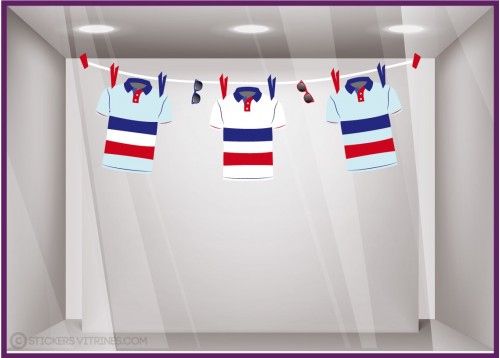 KIT DE STICKERS GUIRLANDE MAILLOTS BLEU BLANC ROUGE CALICOT RUGBY FOOTBALL TOUR DE FRANCE COUPE DU MONDE
