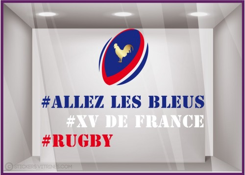 Sticker Rugby XV de France Coq coupe du monde bleus 