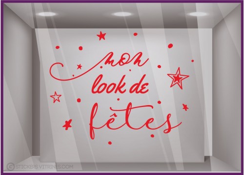 Sticker Mon Look de Fêtes Noël Vitrophanie Prêt-à-poter magasins mode femme
