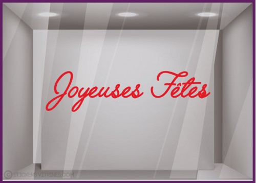 Sticker Lettrage Joyeuses fêtes noel vitrophanie calicot devanture enseigne idee deco or argent paillette dore