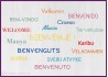 Sticker Nuage de Tags Bienvenue langues accueil motivation bureau mur porte vitrine texte adhésif calicot signalisation interne 