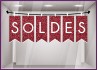 Sticker Soldes Banderoles Pailleté Rouge vitrophanie liquidation destockage promotion vitre enseigne boutique fournisseur