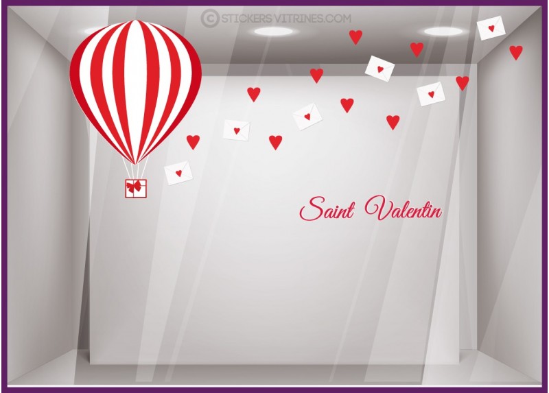 Autocollant vitrine kit de Stickers Coeur Guirlande St Valentin