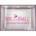 Sticker Mamie tu es géniale Coeur Fleuriste Bijouterie Boutique Magasin Vitrophanie Fête des grands-mères 