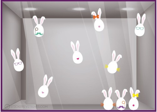 Hoement Autocollant Mural Autocollant De Fenêtre De Pâques Autocollants  Pour Vitres Sticker Joyeuses Pâques Stickers Muraux Lapin Sticker Mural  Lapin