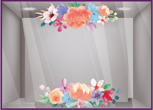 KIt de stickers fleurs pastels Printemps Fleuriste Adhésif autocollant vitrophanie mode parfumerie calicot