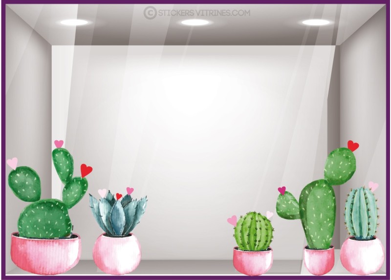 Kit de Stickers Cactus été soleil coeurs tendance fleuriste mode design saison summer 