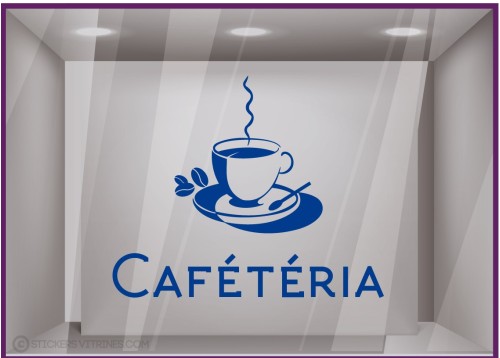 Sticker Cafétéria signaletique porte bureaux vitrophanie locaux entreprise lettrage