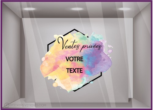 Sticker Ventes Privees Aquarelle mode bijouterie maroquinerie idee deco ete promotion braderie vitrine à personnaliser