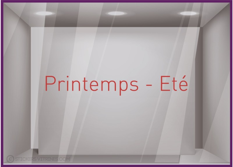 Sticker Printemps-Eté adhésif calicot vitrophanie autocollant géant vitrine commerce devanture lettrage adhesif 