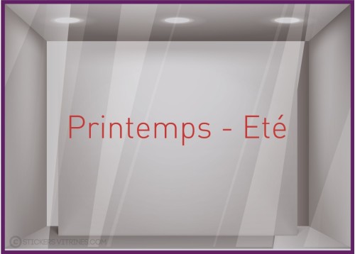 Sticker Printemps-Eté adhésif calicot vitrophanie autocollant géant vitrine commerce devanture lettrage adhesif 