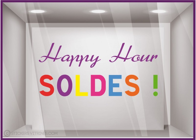 Sticker Soldes Happy Hour promotion destockage braderie liquidation demarque mode chaussure femme calicot offre promotionnelle