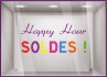 Sticker Soldes Happy Hour promotion destockage braderie liquidation demarque mode chaussure femme calicot offre promotionnelle