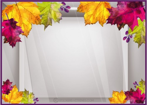 Sticker Angles feuilles d'automne géantes vitrine adhésif calicot rentrée des classes enseigne