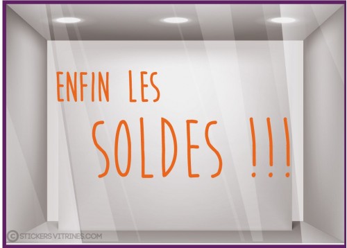 Sticker Enfin les Soldes promotion destockage offre promotionnelle braderie liquidation mode chaussure sport accessoire