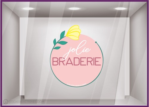 Sticker Jolie Braderie vitrophanie vitrine devanture mode maroquinerie boutique destockage commerce vitre bijouterie