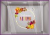 Sticker couronne animaux d'automne vitres boutique adhesif decoration ecureuil lapin lettrage mode 