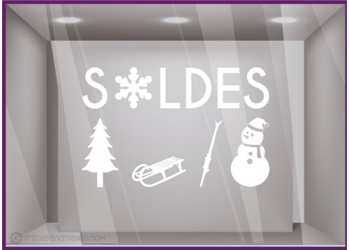 Sticker Soldes Sport d'Hiver promotion offre promotionnelle destockage braderie liquidation sport decoration noel