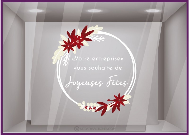 Sticker Couronne joyeuses fêtes à personnaliser pour déco d'entreprise