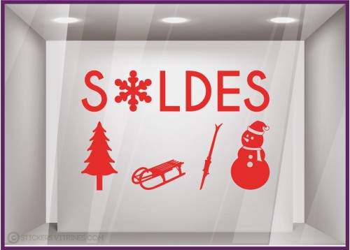 Sticker Soldes Sport d'Hiver promotion offre promotionnelle destockage braderie liquidation sport decoration noel