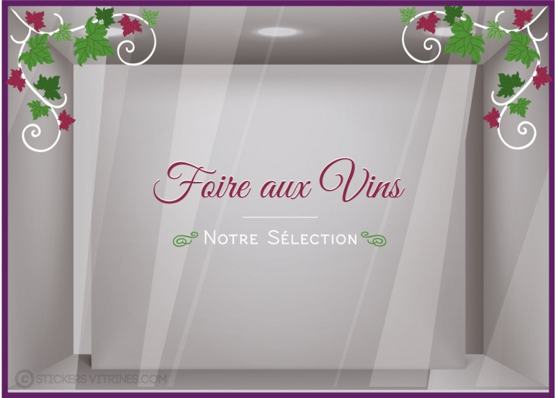 Kit de Sticker Vigne Foire aux Vins IDEE DECORATION DEVANTURE CAVISTE SUPERMARCHE VITRE
