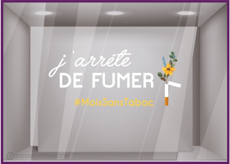 STICKER ARRETE DE FUMER MOIS SANS TABAC VITROPHANIE VITRE PHARMACIE COMMERCE MAGASIN VITRINE CALICOT