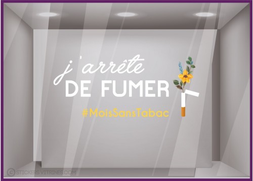 STICKER ARRETE DE FUMER MOIS SANS TABAC VITROPHANIE VITRE PHARMACIE COMMERCE MAGASIN VITRINE CALICOT