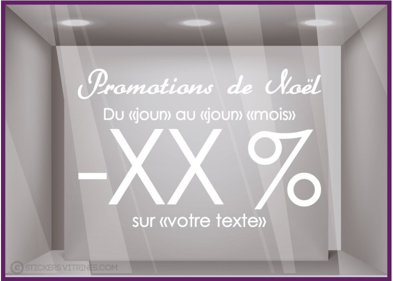 Sticker Promotions de Noël a personnaliser vitre idee decoration commerce boutique lettrage adhesif