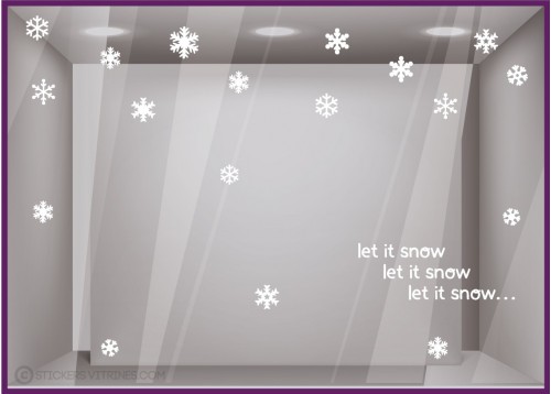 Kit de Stickers Let it Snow neige noel commerce boutique devanture vitrine mode bijouterie maroquinerie caviste