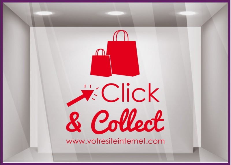 STICKER CLICK AND COLLECT PERSONNALISER VITRINE COMMERCE RESTAURANT TRAITEUR MAGASIN MODE BIJOUTERIE