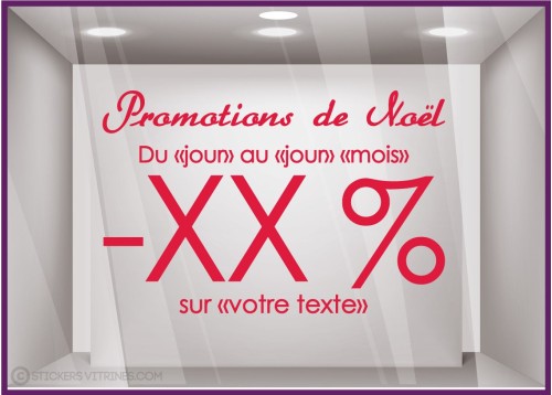 Sticker Promotions de Noël a personnaliser vitre idee decoration commerce boutique lettrage adhesif