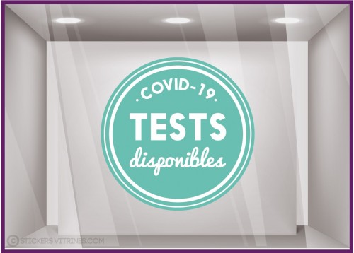 Sticker Covid 19 tests disponibles vitrine pharmacie calicot cabinet medical depistage vitrophanie devanture repositionnable