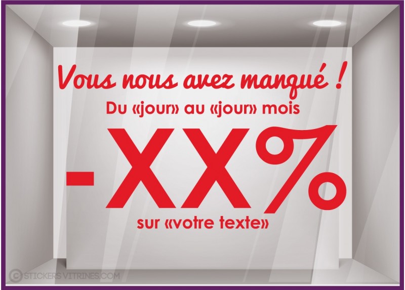 Sticker Vous nous avez manque personnaliser vitrine devanture calicot covid restaurant commerce boutique mode magasin enseigne