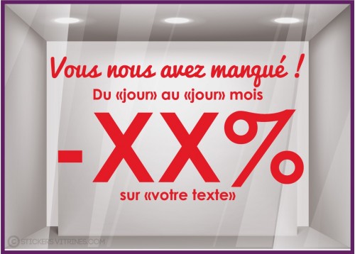 Sticker Vous nous avez manque personnaliser vitrine devanture calicot covid restaurant commerce boutique mode magasin enseigne