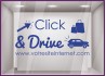 Sticker CLICK and drive a Personnaliser calicot lettrage autocollant vitrine commerce alimentaire devanture magasin vitre