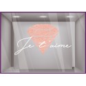 Sticker Je T&#039;aime Diamant Saint-Valentin bijouterie mode beauté lettrage adhésif calicot vitrophanie vitrine
