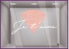 Sticker Je T'aime Diamant Saint-Valentin bijouterie mode beauté lettrage adhésif calicot vitrophanie vitrine
