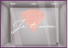 Sticker Je T'aime Diamant Saint-Valentin bijouterie mode beauté lettrage adhésif calicot vitrophanie vitrine