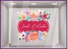 Sticker Badge Fleurs Saint-Valentin fleuriste lettrage adhésif calicot vitrophanie printemps vitrine